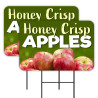 Honey Crisp Apples - Fruit Produce 2 Pack Double-Sided Yard Signs 16" x 24" with Metal Stakes (Made in Texas)