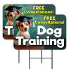 Dog Training - Pet Training 2 Pack Double-Sided Yard Signs 16" x 24" with Metal Stakes (Made in Texas)