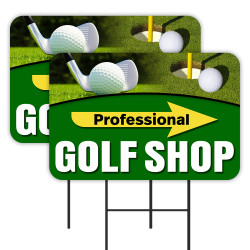Pro Golf Shop 2 Pack Double-Sided Yard Signs 16" x 24" with Metal Stakes (Made in Texas)