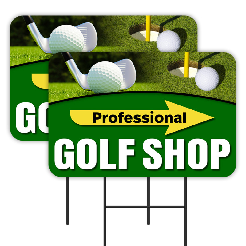 Pro Golf Shop 2 Pack Double-Sided Yard Signs 16" x 24" with Metal Stakes (Made in Texas)