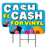 Cash For Vinyl Records 2 Pack Double-Sided Yard Signs 16" x 24" with Metal Stakes (Made in Texas)