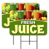 Fresh Juice 2 Pack Double-Sided Yard Signs 16" x 24" with Metal Stakes (Made in Texas)