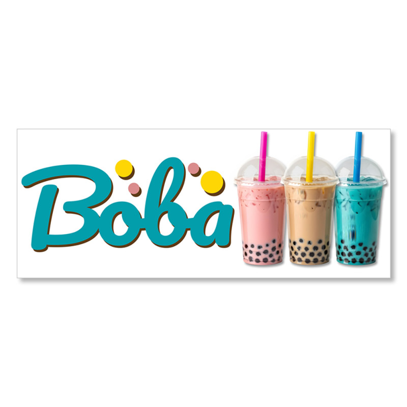 Boba Drinks - Bubble Tea Vinyl Banner with Optional Sizes (Made in the USA)