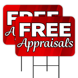 Free Appraisals 2 Pack Double-Sided Yard Signs 16" x 24" with Metal Stakes (Made in Texas)