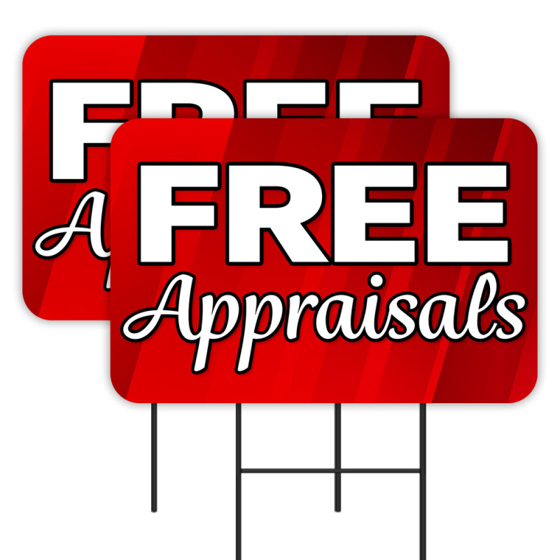 Free Appraisals 2 Pack Double-Sided Yard Signs 16" x 24" with Metal Stakes (Made in Texas)