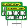 Financing Available - No Money Down 2 Pack Double-Sided Yard Signs 16" x 24" with Metal Stakes (Made in Texas)