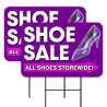 Shoe Sale 2 Pack Double-Sided Yard Signs 16" x 24" with Metal Stakes (Made in Texas)