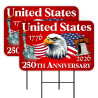 United States 250th Anniversary 2 Pack Double-Sided Yard Signs 16" x 24" with Metal Stakes (Made in Texas)
