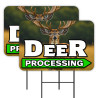 Deer Processing - Hunting Meat 2 Pack Double-Sided Yard Signs 16" x 24" with Metal Stakes (Made in Texas)