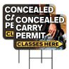Concealed Carry Permit Classes - Guns Ammo 2 Pack Double-Sided Yard Signs 16" x 24" with Metal Stakes (Made in Texas)