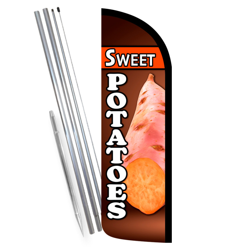 Sweet Potatoes Premium Windless Feather Flag Bundle (Complete Kit) OR Optional Replacement Flag Only