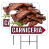 Carnicería - Meat Market Butcher 2 Pack Double-Sided Yard Signs 16" x 24" with Metal Stakes (Made in Texas)