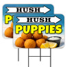 Hush Puppies - Seafood 2 Pack Double-Sided Yard Signs 16" x 24" with Metal Stakes (Made in Texas)