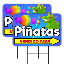 Piñatas - Fiesta Cumpleaños 2 Pack Double-Sided Yard Signs 16" x 24" with Metal Stakes (Made in Texas)
