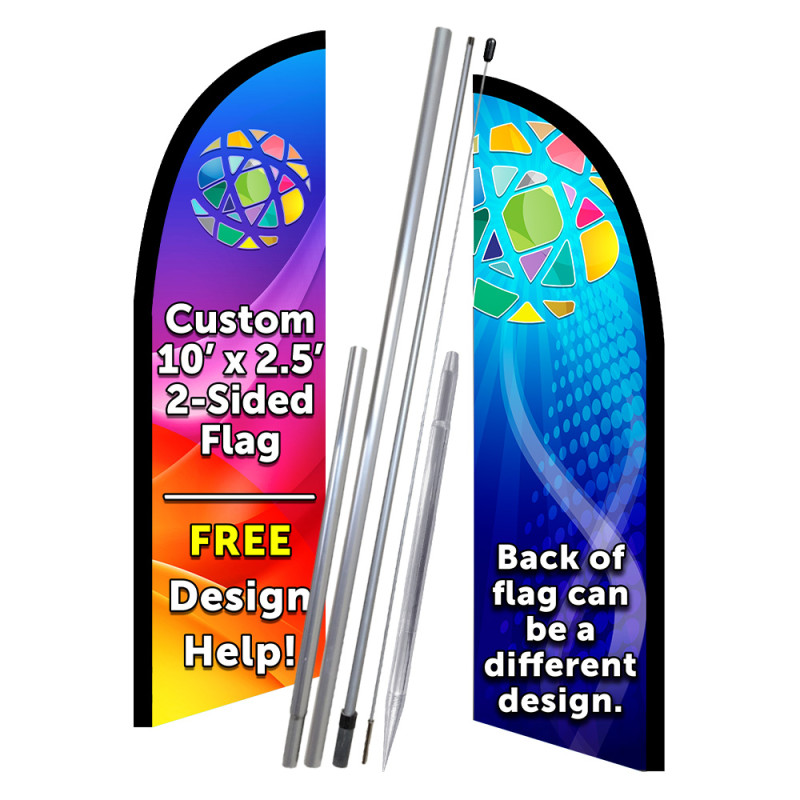Custom Double Sided Feather Flag 10 x 2.5 Feet