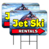 Jet Ski Rentals - Boats Paddleboard Kayak 2 Pack Double-Sided Yard Signs 16" x 24" with Metal Stakes (Made in Texas)
