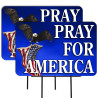 Pray For America (Eagle) 2 Pack Double-Sided Yard Signs 16" x 24" with Metal Stakes (Made in Texas)