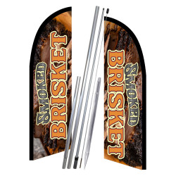Smoked Brisket 10' 2 Sided Feather Flag Bundle (Complete Kit) OR Optional Replacement Flag Only