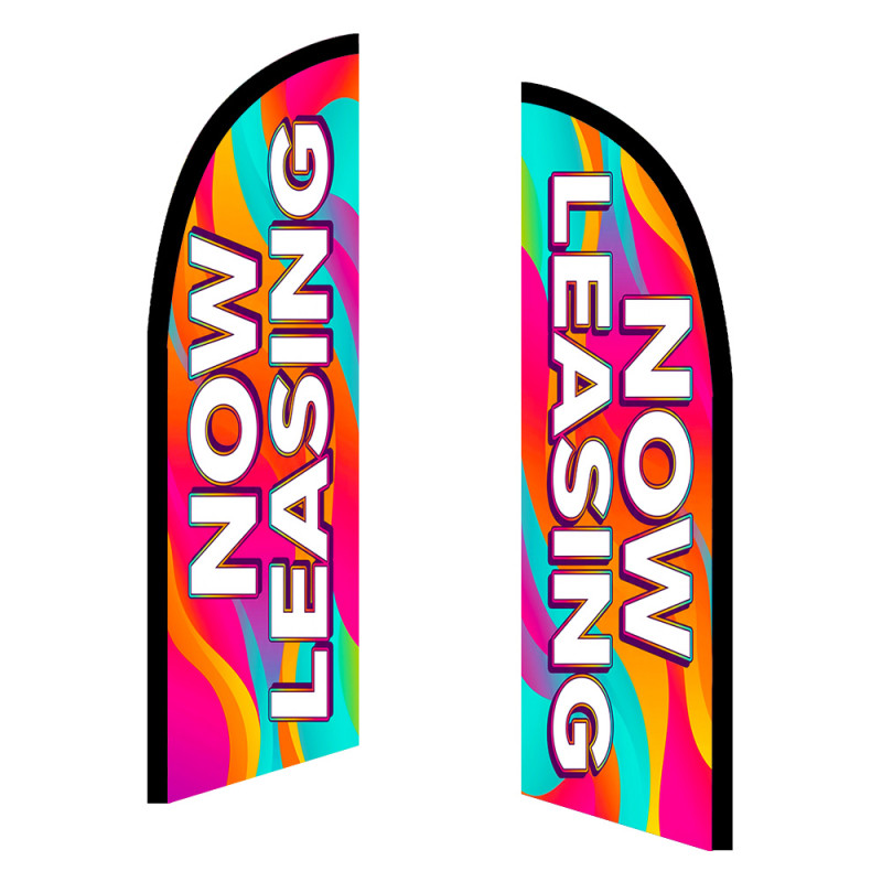 Now Leasing 10' 2 Sided Feather Flag Bundle (Complete Kit) OR Optional Replacement Flag Only