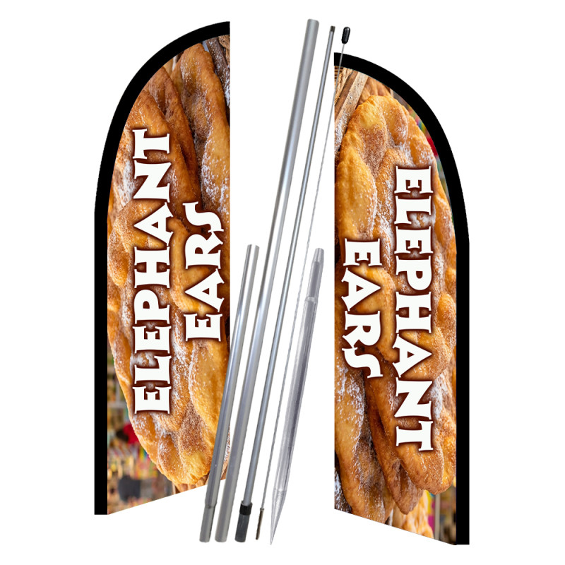 Elephant Ears 10' 2 Sided Feather Flag Bundle (Complete Kit) OR Optional Replacement Flag Only