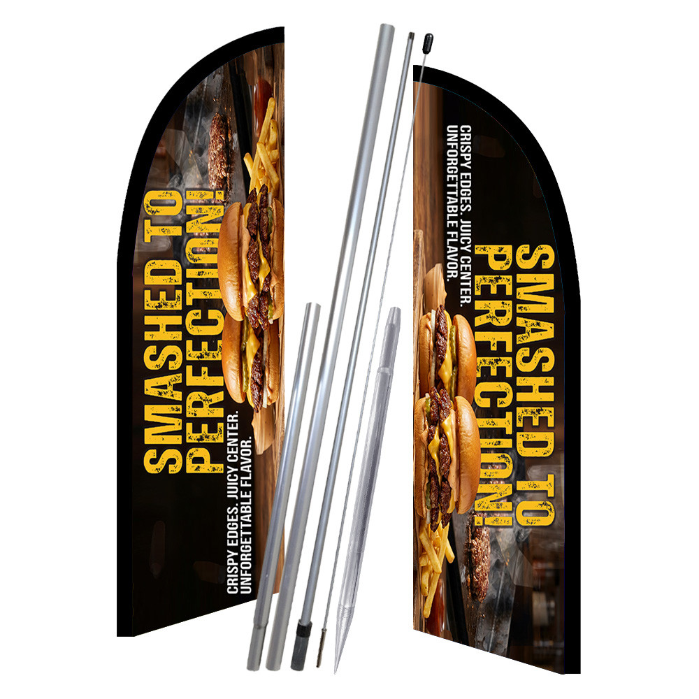 Smash Burgers 10′ 2 Sided Feather Flag Bundle (Complete Kit) OR Optional Replace