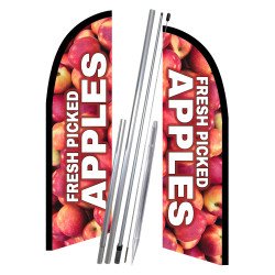 Fresh Picked Apples 10' 2 Sided Feather Flag Bundle (Complete Kit) OR Optional Replacement Flag Only