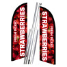 Fresh Picked Strawberries 10' 2 Sided Feather Flag Bundle (Complete Kit) OR Optional Replacement Flag Only