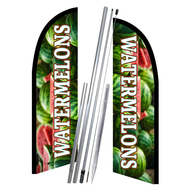 Watermelons 10' 2 Sided Feather Flag Bundle (Complete Kit) OR Optional Replacement Flag Only