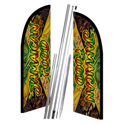 Jamaican Food 10' 2 Sided Feather Flag Bundle (Complete Kit) OR Optional Replacement Flag Only