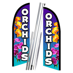 Orchids 10' 2 Sided Feather Flag Bundle (Complete Kit) OR Optional Replacement Flag Only