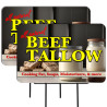 Beef Tallow 2 Pack Double-Sided Yard Signs 16" x 24" with Metal Stakes (Made in Texas)