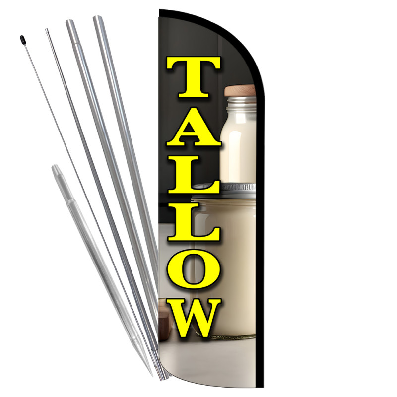 Tallow Premium Windless Feather Flag Bundle (Complete Kit) OR Optional Replacement Flag Only