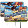 Americas 250th Anniversary 2026 2 Pack Double-Sided Yard Signs 16" x 24" with Metal Stakes (Made in Texas)