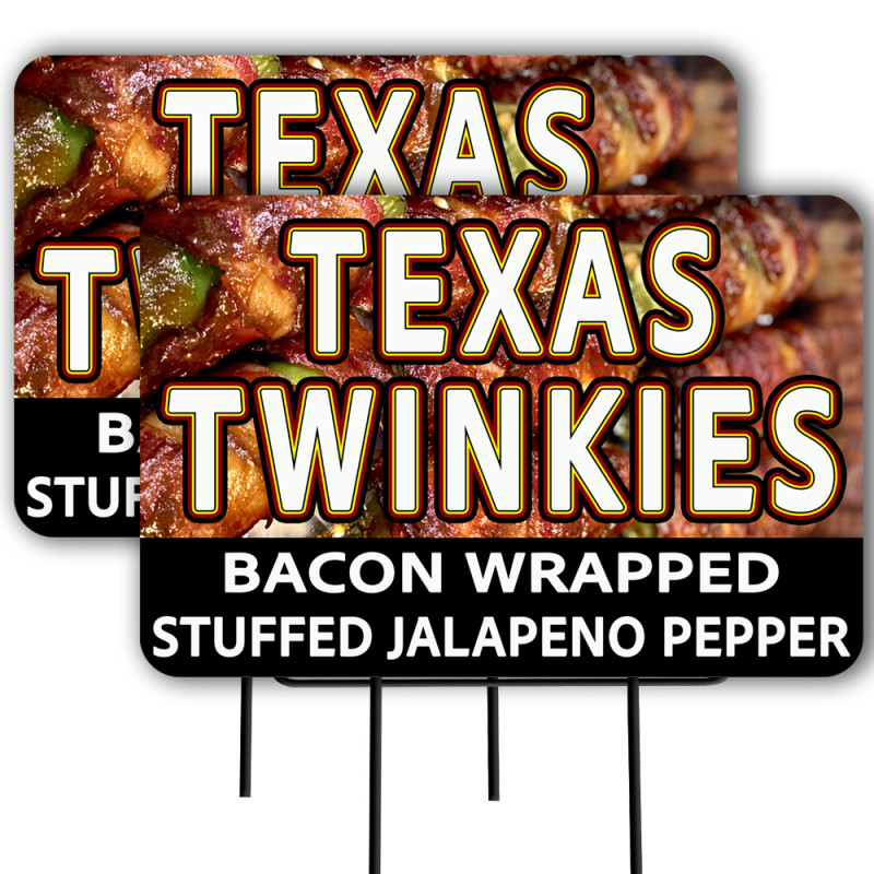 Texas Twinkies 2 Pack Double-Sided Yard Signs 16" x 24" with Metal Stakes (Made in Texas)