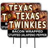 Texas Twinkies 2 Pack Double-Sided Yard Signs 16" x 24" with Metal Stakes (Made in Texas)