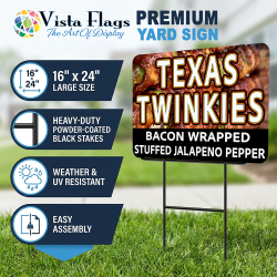 Texas Twinkies 2 Pack Double-Sided Yard Signs 16" x 24" with Metal Stakes (Made in Texas)