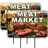 Meat Market 2 Pack Double-Sided Yard Signs 16" x 24" with Metal Stakes (Made in Texas)