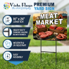 Meat Market 2 Pack Double-Sided Yard Signs 16" x 24" with Metal Stakes (Made in Texas)