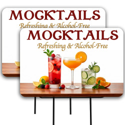Mocktails 2 Pack Double-Sided Yard Signs 16" x 24" with Metal Stakes (Made in Texas)