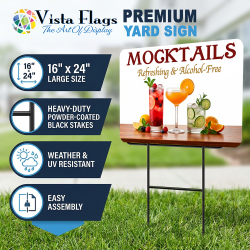 Mocktails 2 Pack Double-Sided Yard Signs 16" x 24" with Metal Stakes (Made in Texas)
