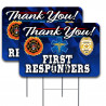 2 Pack Thank You First Responders Yard Sign 16" x 24" - Double-Sided Print, with Metal Stakes (Made in The USA) 841098169923