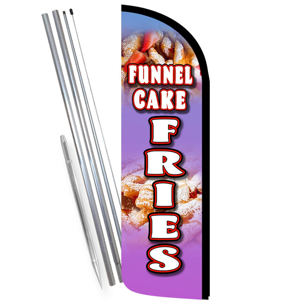 Funnel Cake Fries Premium Windless Feather Flag Bundle (Complete Kit) OR Optiona