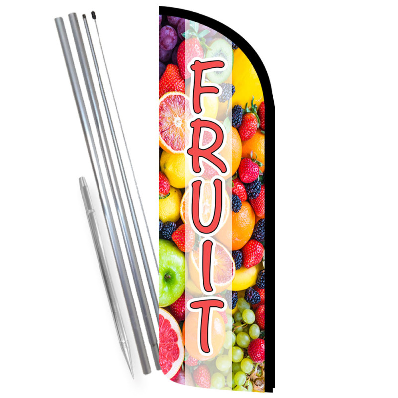 Fruit Premium Windless Feather Flag Bundle (Complete Kit) OR Optional Replacement Flag Only