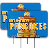 Hot Tasty Pancakes 2 Pack Double-Sided Yard Signs 16" x 24" with Metal Stakes (Made in Texas)