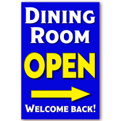Dining Room Open (Arrow) Economy A-Frame Sign 2 Feet Wide by 3 Feet Tall (Made in The USA)