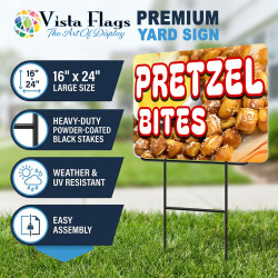 Pretzel Bites 2 Pack Double-Sided Yard Signs 16" x 24" with Metal Stakes (Made in Texas)