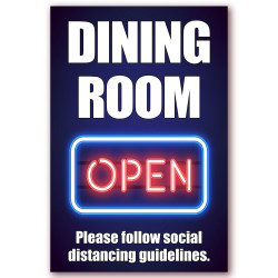 Dining Room Open Economy A-Frame Sign 2 Feet Wide by 3 Feet Tall (Made in USA)