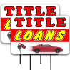 Title Loans 2 Pack Double-Sided Yard Signs 16" x 24" with Metal Stakes (Made in Texas)