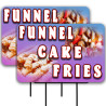 Funnel Cake Fries 2 Pack Double-Sided Yard Signs 16" x 24" with Metal Stakes (Made in Texas)