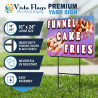 Funnel Cake Fries 2 Pack Double-Sided Yard Signs 16" x 24" with Metal Stakes (Made in Texas)